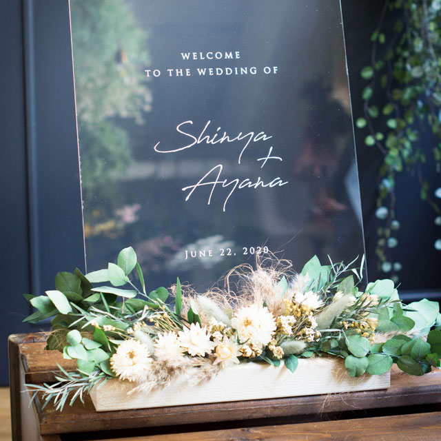 ユーカリ×ヘリクリサムのアクリルクリアウェルカムボード | mille la