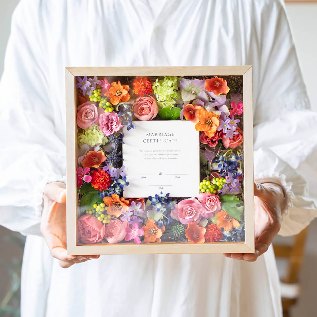 ゲスト参加型結婚証明書｜キャンバスタイプ（ビビッドカラー / アーティフィシャルフラワー）