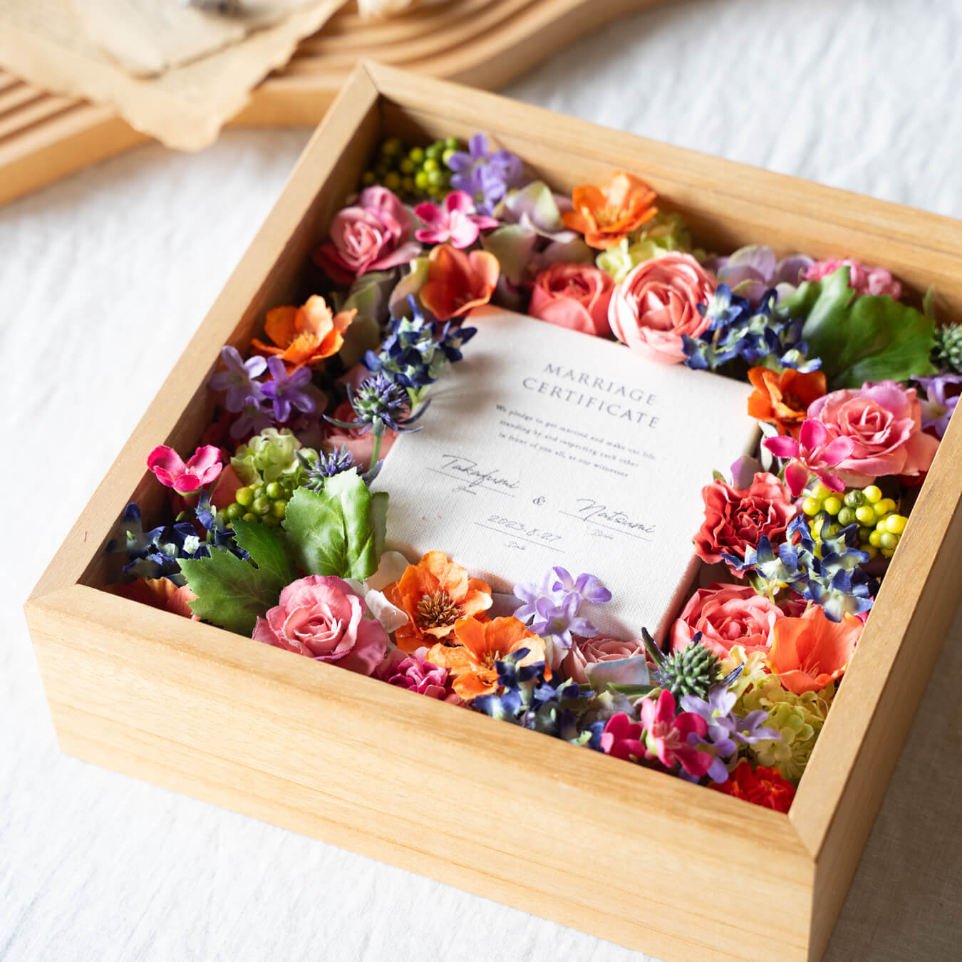 ゲスト参加型結婚証明書｜キャンバスタイプ（ビビッドカラー / アーティフィシャルフラワー）